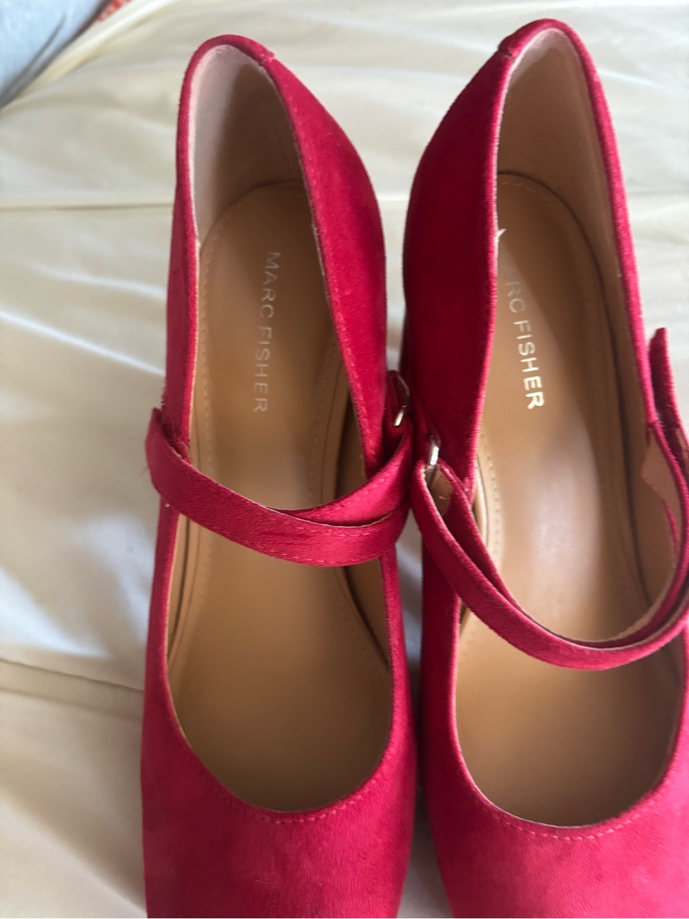Marc Fisher Red Suede Platform Pumps-Size 9 - Picture 3 of 6